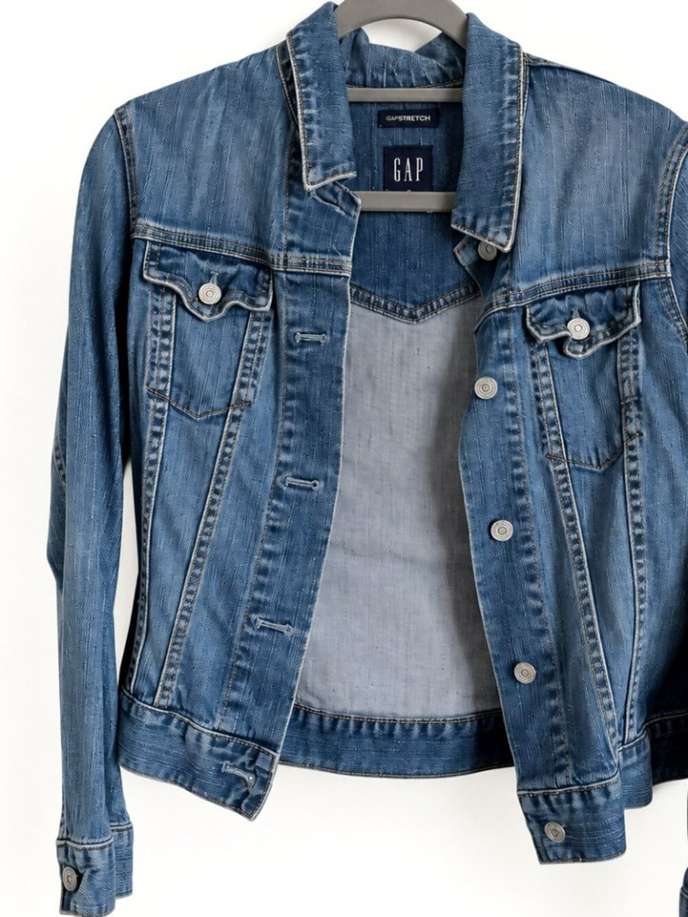 Gap Stretch Medium Wash Fitted Denim Jacket Size S